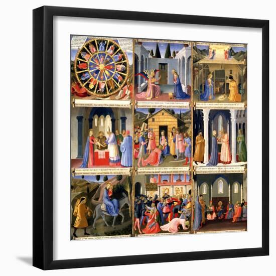 Scenes from the Nativity, Panel One from Silver Treasury of Santissima Annunziata, circa 1450-53-Fra Angelico-Framed Giclee Print