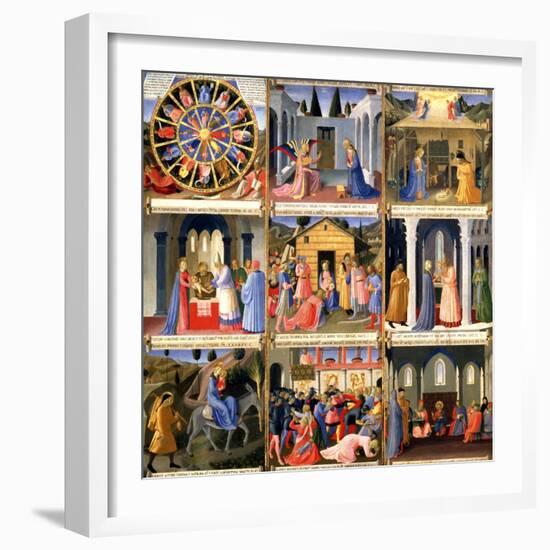 Scenes from the Nativity, Panel One from Silver Treasury of Santissima Annunziata, circa 1450-53-Fra Angelico-Framed Giclee Print