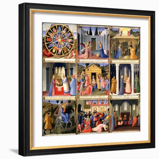 Scenes from the Nativity, Panel One from Silver Treasury of Santissima Annunziata, circa 1450-53-Fra Angelico-Framed Giclee Print