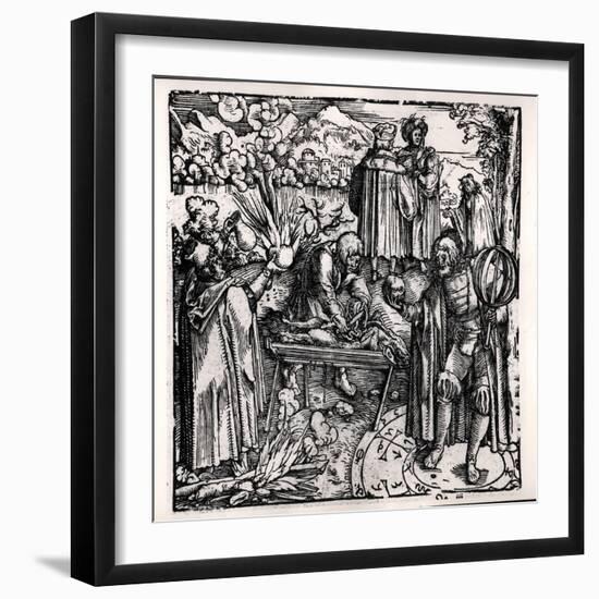 Scenes of Divination, Including Haruspication, Pyromancy and Necromancy-Hans Burgkmair-Framed Giclee Print