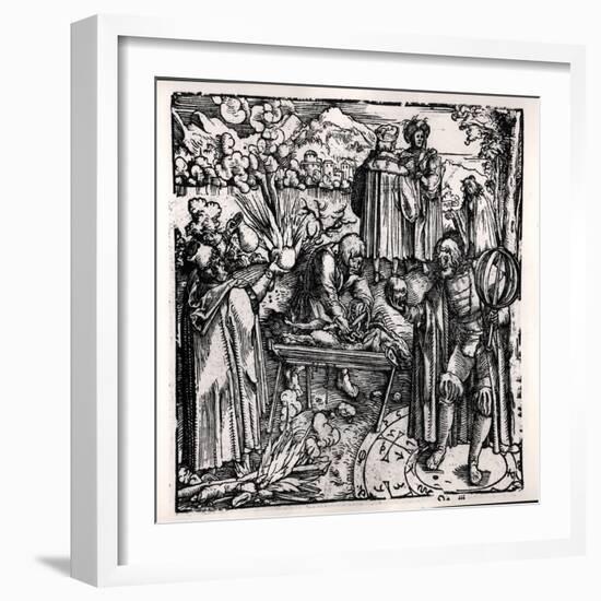 Scenes of Divination, Including Haruspication, Pyromancy and Necromancy-Hans Burgkmair-Framed Giclee Print