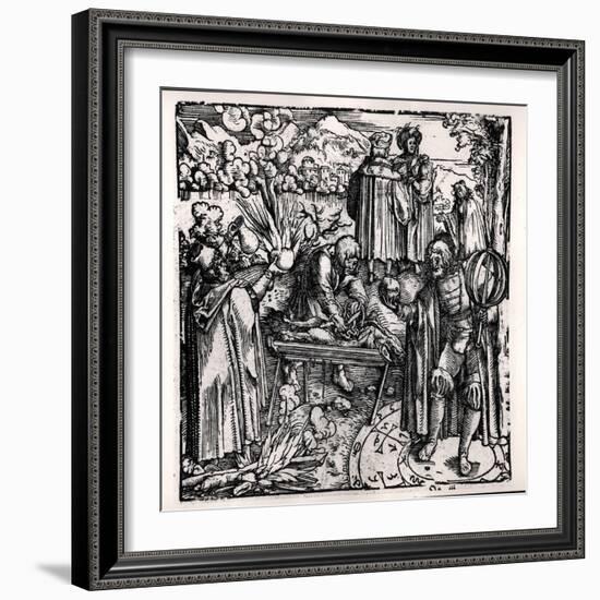 Scenes of Divination, Including Haruspication, Pyromancy and Necromancy-Hans Burgkmair-Framed Giclee Print