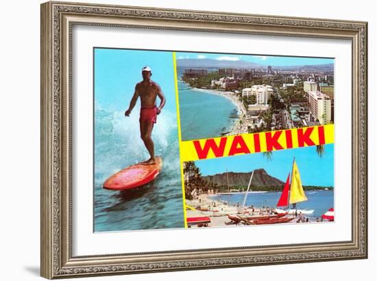 Scenes of Waikiki, Hawaii-null-Framed Art Print