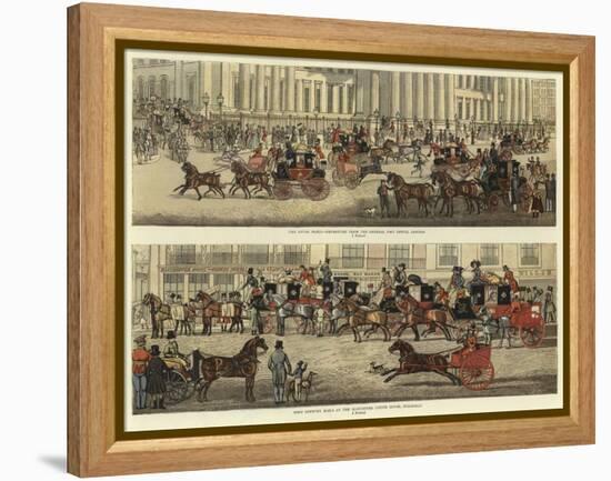 Scenes on the Road in the Old Coaching Days-James Pollard-Framed Premier Image Canvas