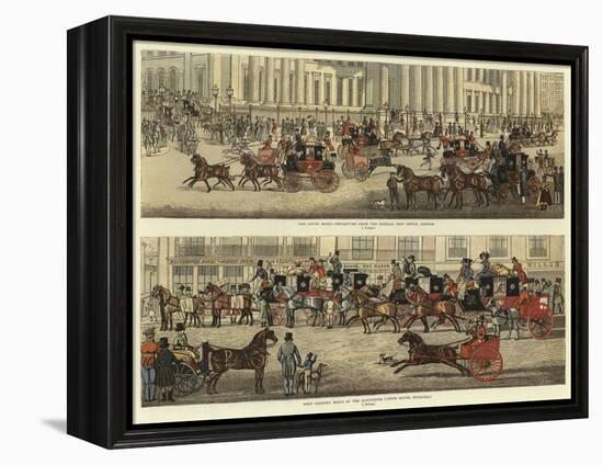 Scenes on the Road in the Old Coaching Days-James Pollard-Framed Premier Image Canvas