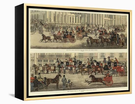 Scenes on the Road in the Old Coaching Days-James Pollard-Framed Premier Image Canvas