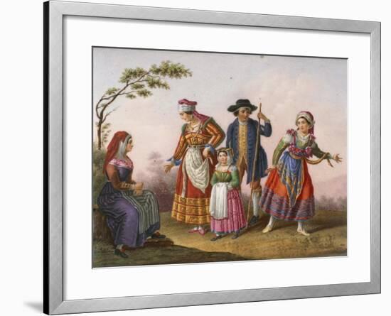 Scenes with Figures in Traditional Costumes-Raffaele Giovine-Framed Giclee Print