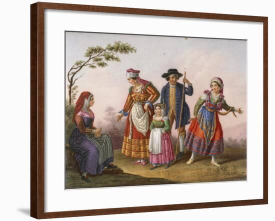 Scenes with Figures in Traditional Costumes-Raffaele Giovine-Framed Giclee Print