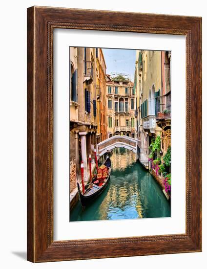 Scenic Canal Gondola Venice-null-Framed Premium Giclee Print