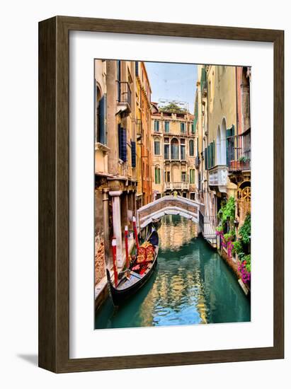 Scenic Canal Gondola Venice-null-Framed Premium Giclee Print