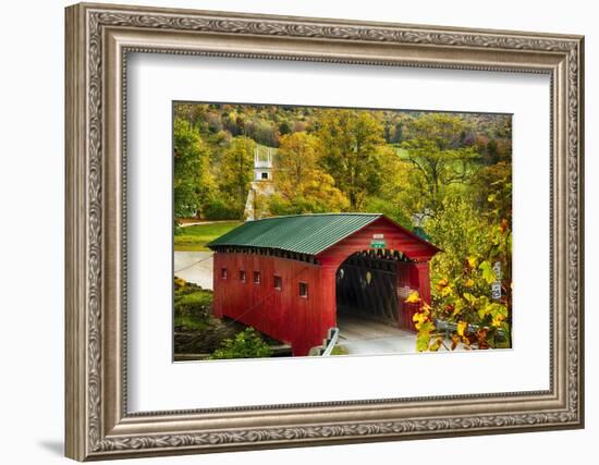 Scenic Covered Bridg, Arlington, Vermont-George Oze-Framed Photographic Print