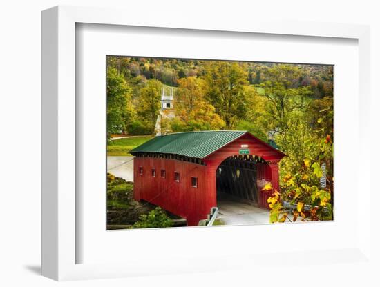 Scenic Covered Bridg, Arlington, Vermont-George Oze-Framed Photographic Print