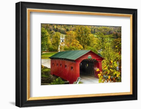 Scenic Covered Bridg, Arlington, Vermont-George Oze-Framed Photographic Print