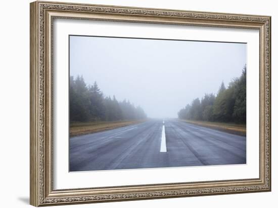 Scenic Image Of A Airplane Runway On The Oregon Coast-Justin Bailie-Framed Photographic Print