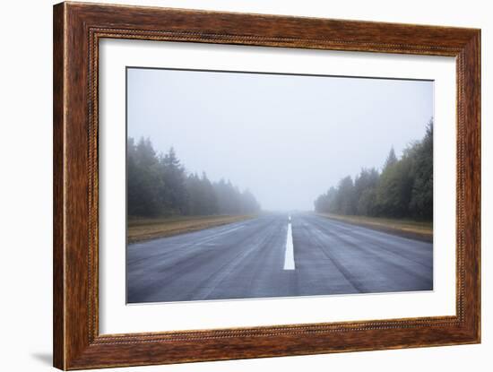 Scenic Image Of A Airplane Runway On The Oregon Coast-Justin Bailie-Framed Photographic Print