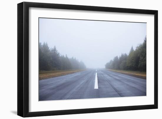 Scenic Image Of A Airplane Runway On The Oregon Coast-Justin Bailie-Framed Photographic Print