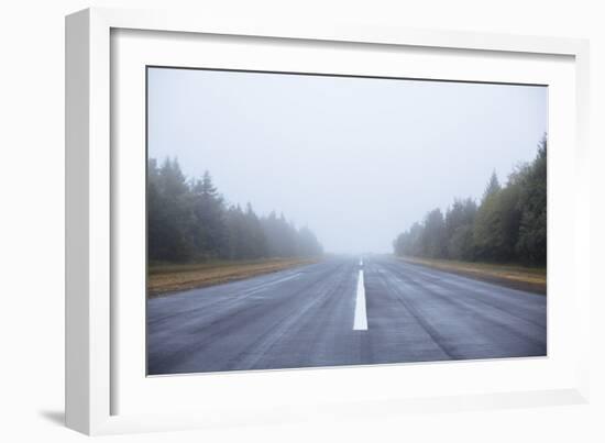 Scenic Image Of A Airplane Runway On The Oregon Coast-Justin Bailie-Framed Photographic Print