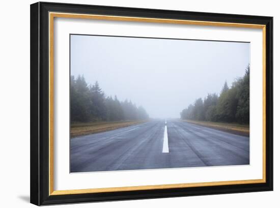 Scenic Image Of A Airplane Runway On The Oregon Coast-Justin Bailie-Framed Photographic Print