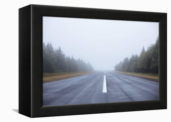 Scenic Image Of A Airplane Runway On The Oregon Coast-Justin Bailie-Framed Premier Image Canvas