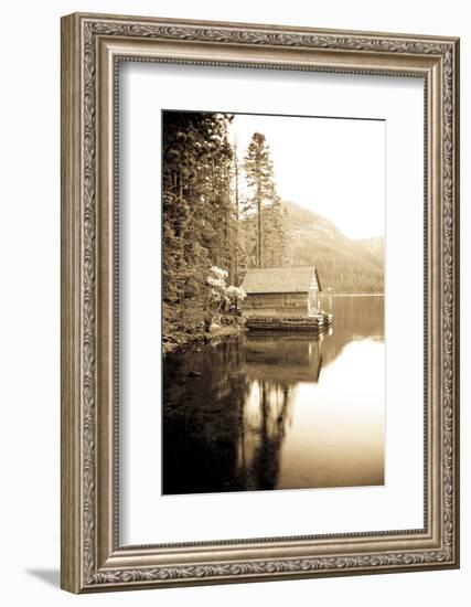 Scenic Image of Boathouse on Fallen Leaf Lake, California-Justin Bailie-Framed Photographic Print