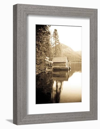 Scenic Image of Boathouse on Fallen Leaf Lake, California-Justin Bailie-Framed Photographic Print