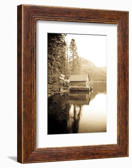 Scenic Image of Boathouse on Fallen Leaf Lake, California-Justin Bailie-Framed Photographic Print