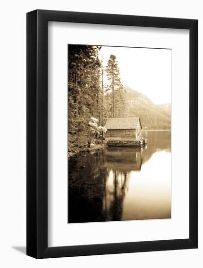 Scenic Image of Boathouse on Fallen Leaf Lake, California-Justin Bailie-Framed Photographic Print