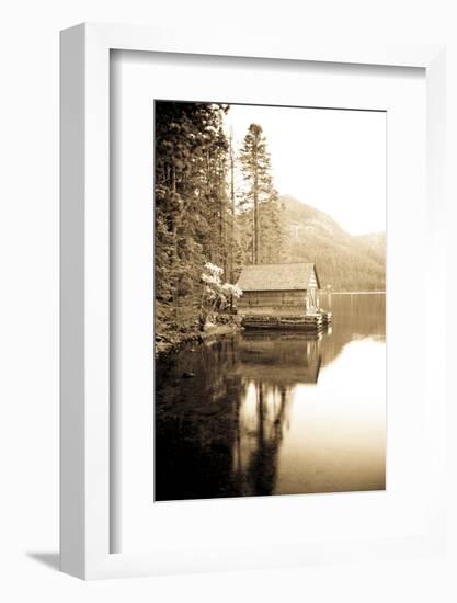 Scenic Image of Boathouse on Fallen Leaf Lake, California-Justin Bailie-Framed Photographic Print