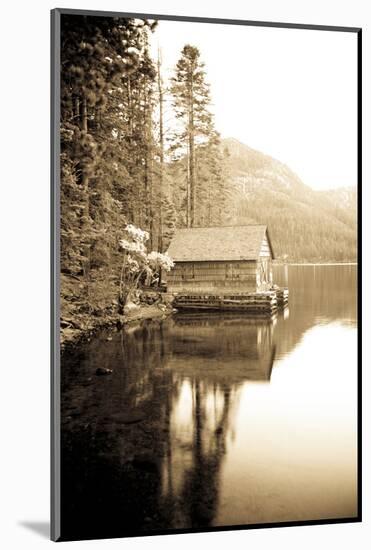 Scenic Image of Boathouse on Fallen Leaf Lake, California-Justin Bailie-Mounted Photographic Print