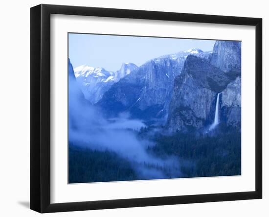 Scenic Image of Bridalveil Falls and Yosemite Valley. Yosemite National Park.-Justin Bailie-Framed Photographic Print