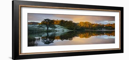 Scenic landscape reflecting in lake, Lake District, Cumbria, England, United Kingdom-Panoramic Images-Framed Photographic Print