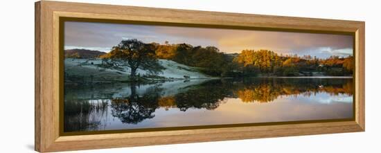 Scenic landscape reflecting in lake, Lake District, Cumbria, England, United Kingdom-Panoramic Images-Framed Premier Image Canvas