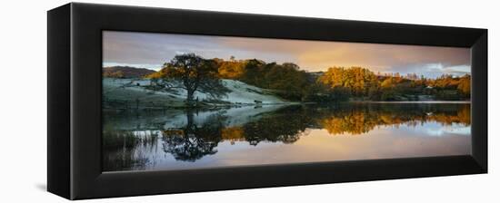 Scenic landscape reflecting in lake, Lake District, Cumbria, England, United Kingdom-Panoramic Images-Framed Premier Image Canvas