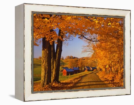 Scenic of Road and Jenne Farm, South Woodstock, Vermont, USA-Jaynes Gallery-Framed Premier Image Canvas