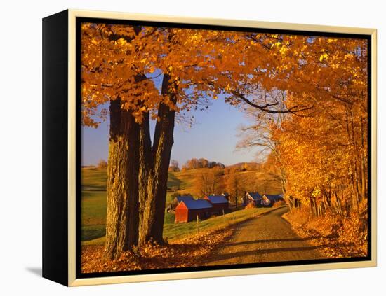 Scenic of Road and Jenne Farm, South Woodstock, Vermont, USA-Jaynes Gallery-Framed Premier Image Canvas