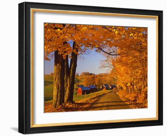 Scenic of Road and Jenne Farm, South Woodstock, Vermont, USA-Jaynes Gallery-Framed Photographic Print