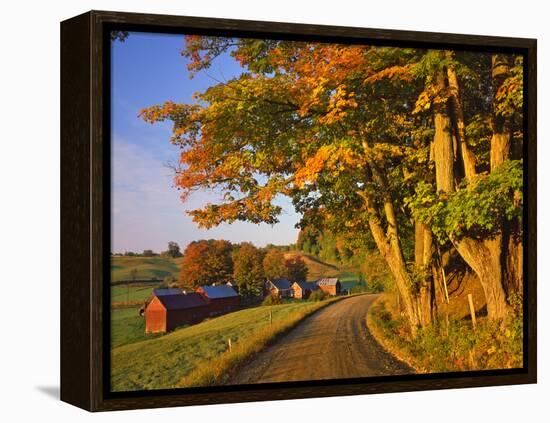 Scenic of Road and Jenne Farm, South Woodstock, Vermont, USA-Jaynes Gallery-Framed Premier Image Canvas