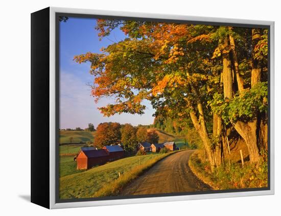 Scenic of Road and Jenne Farm, South Woodstock, Vermont, USA-Jaynes Gallery-Framed Premier Image Canvas