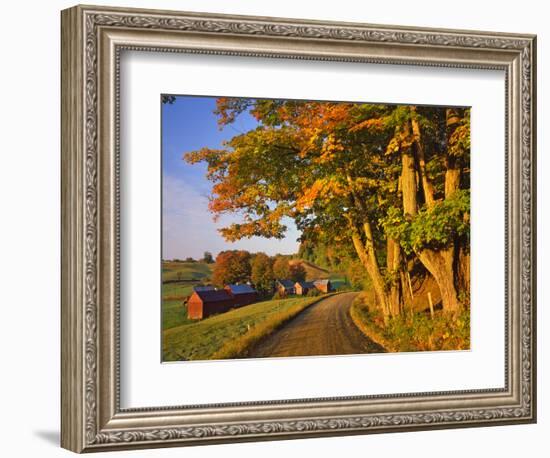 Scenic of Road and Jenne Farm, South Woodstock, Vermont, USA-Jaynes Gallery-Framed Photographic Print