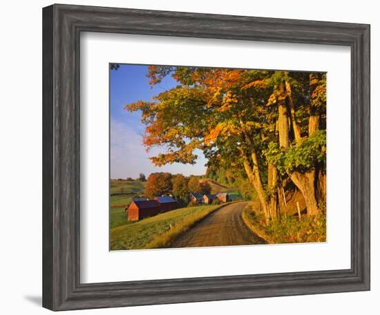 Scenic of Road and Jenne Farm, South Woodstock, Vermont, USA-Jaynes Gallery-Framed Photographic Print