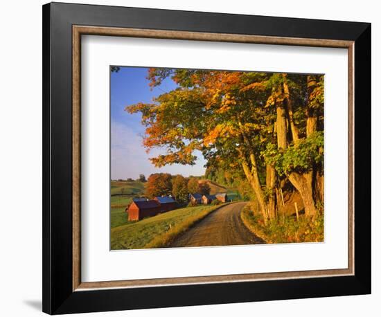 Scenic of Road and Jenne Farm, South Woodstock, Vermont, USA-Jaynes Gallery-Framed Photographic Print