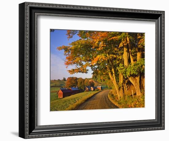 Scenic of Road and Jenne Farm, South Woodstock, Vermont, USA-Jaynes Gallery-Framed Photographic Print