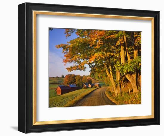 Scenic of Road and Jenne Farm, South Woodstock, Vermont, USA-Jaynes Gallery-Framed Photographic Print