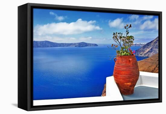 Scenic Santorini Island-Maugli-l-Framed Premier Image Canvas