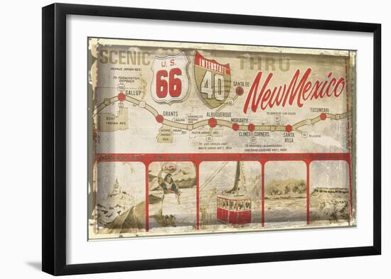 Scenic US 66 thru New Mexico-Vintage Vacation-Framed Art Print