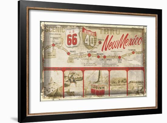 Scenic US 66 thru New Mexico-Vintage Vacation-Framed Art Print