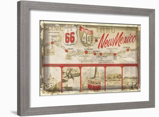 Scenic US 66 thru New Mexico-Vintage Vacation-Framed Art Print