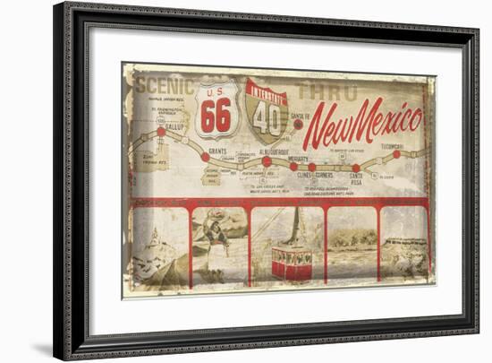 Scenic US 66 thru New Mexico-Vintage Vacation-Framed Art Print