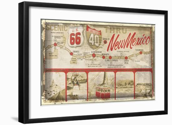 Scenic US 66 thru New Mexico-Vintage Vacation-Framed Art Print