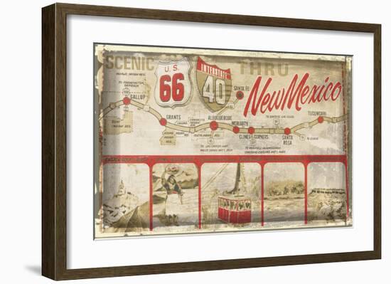 Scenic US 66 thru New Mexico-Vintage Vacation-Framed Art Print